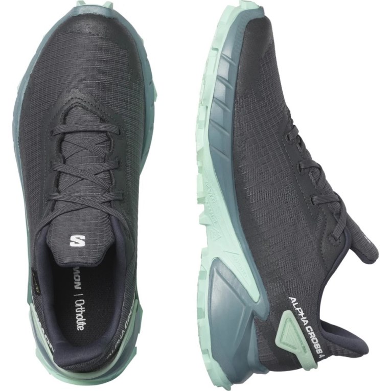 Salomon Alphacross 4 GTX Women's Running Shoes Dark Grey / Mint | CA 67O14